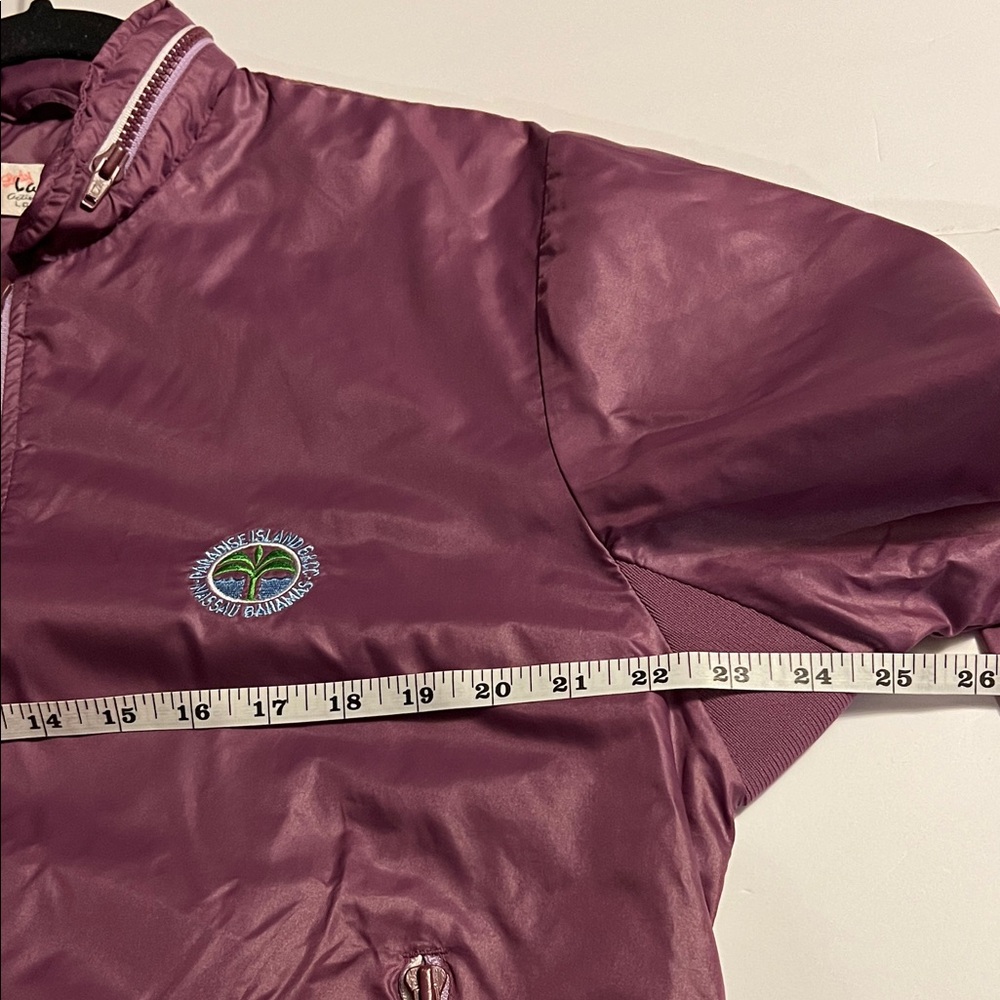 La Mode Women’s Purple Nylon Bomber Jacket Size L Hooded Full Zip EUC Vintage - Picture 5 of 9